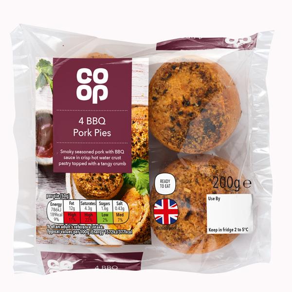 Coop 4 Mini BBQ Pork Pies 200g