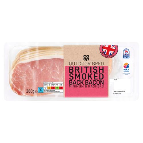 Co Op Smoked Rindless Back Bacon, 280g