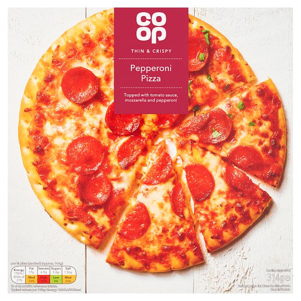 Co op Thin and Crispy Pepperoni Pizza 314g