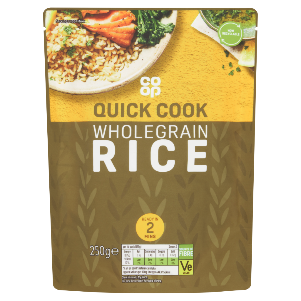Coop Wholegrain Microwavable Rice 250g 6pk