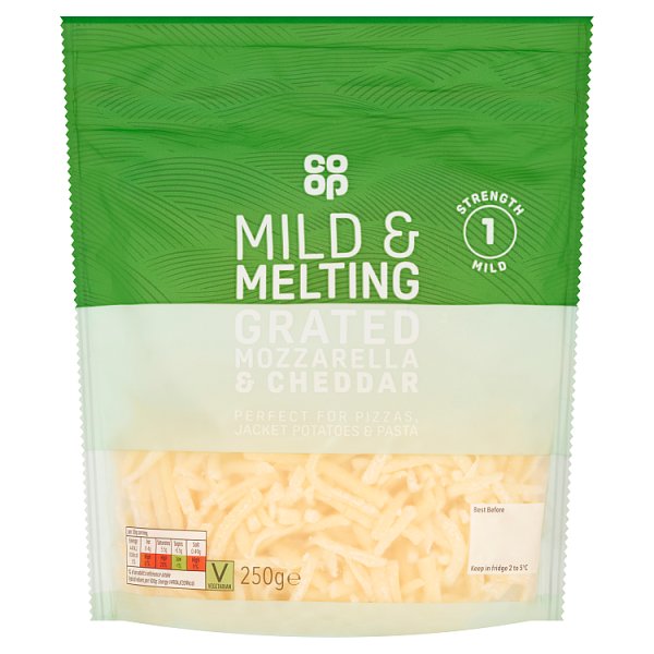 Co Op Mild & Melting Mozzarella & Cheddar Mix Grated 250G