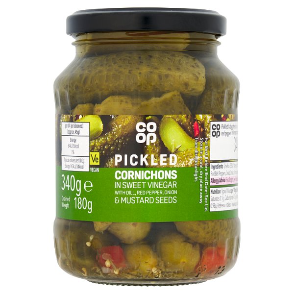 Co Op Baby Gherkins In Sweet Vinegar 340g