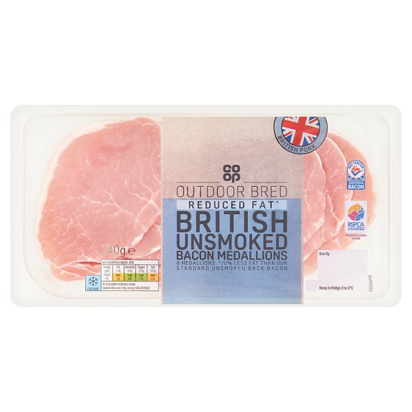 Co Op Unsmoked Bacon Medallions, 240g