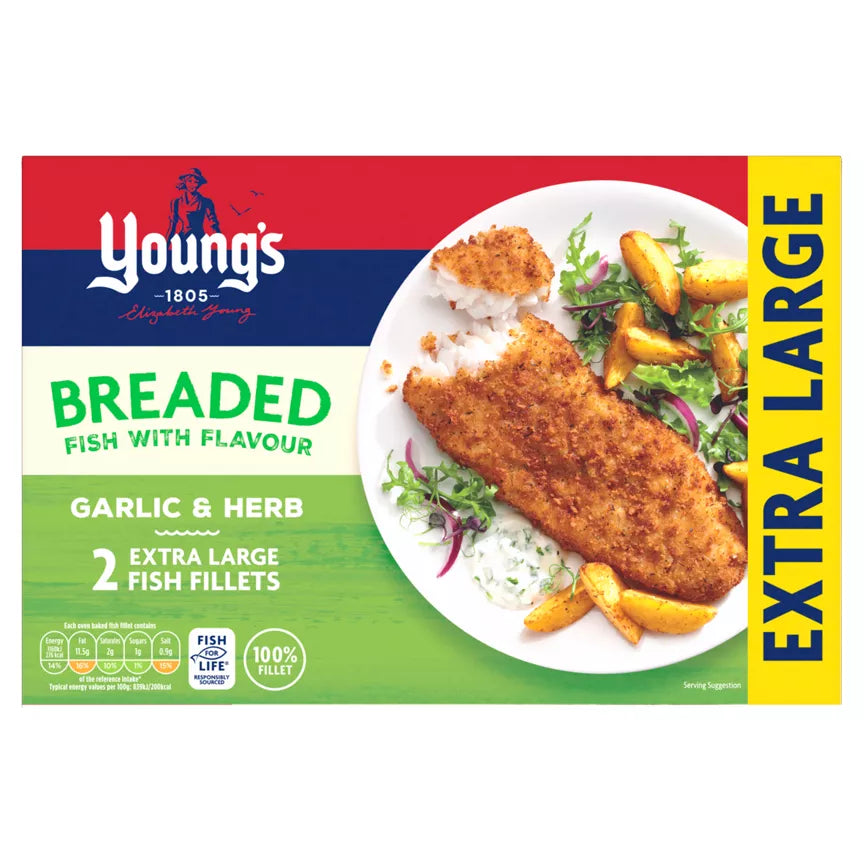Youngs Extra Large Garlic & Herb Fish Fillets 300g