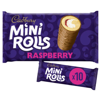 Cadbury 10 Mini Rolls Raspberry Family Size