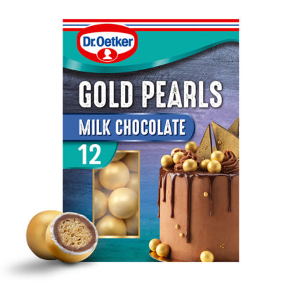 Dr Oetker 12 Milk Chocolate Gold Pearls Cake Decorations 36g