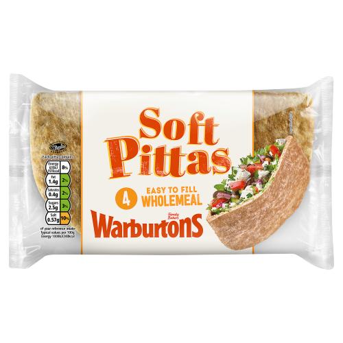 Warburtons wholemeal soft pittas (4pk)