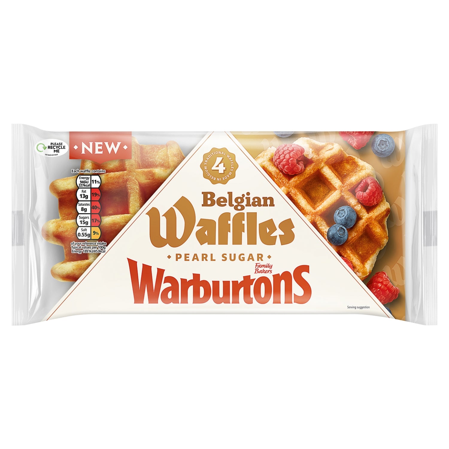Warburtons Pearl Sugar Waffles 4pk