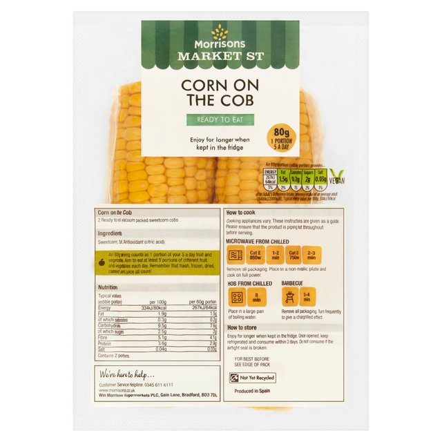 Morrisons Corn On The Cob Ready To Eat 2pk