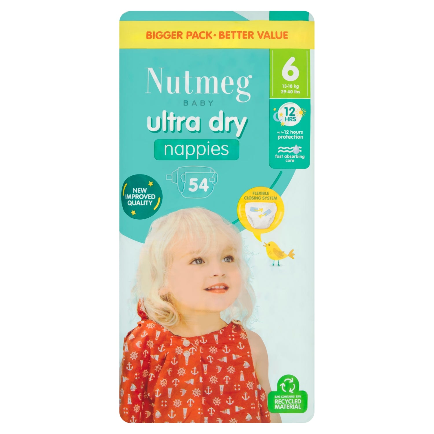 Nutmeg Ultra Dry Size 6 Nappies 54pk