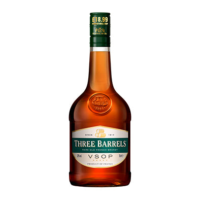 Three Barrels VSOP Brandy 70cl PMP18.99.