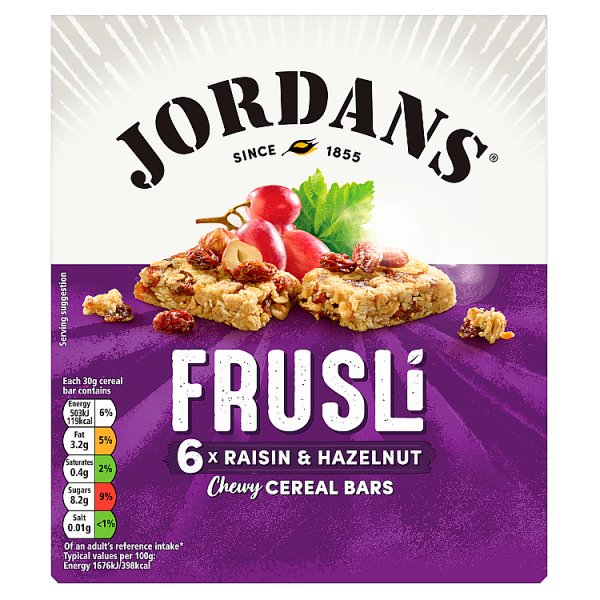 Jordans Frusli Cereal Bar Raisin & Hazlenut 6pack