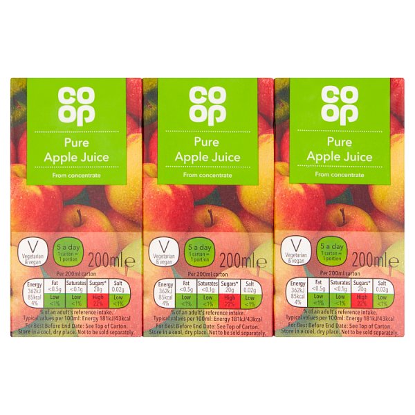 BULK Co Op Pure Apple Juice 3x200ml x9