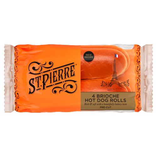 St Pierre Brioche Hot Dog Rolls 4pk