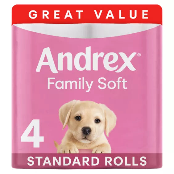 Andrex Toilet Tissue Gentle Clean with Puppies On A Roll 4pk [428]
