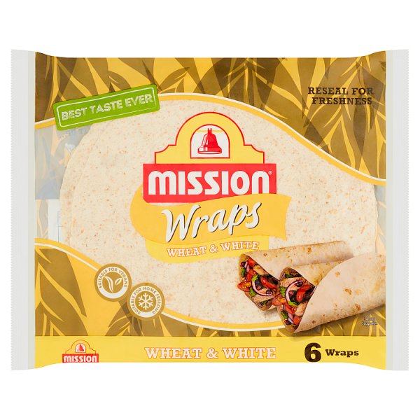 Mission Deli Wheat & White Tortilla Wraps 6pk 367g
