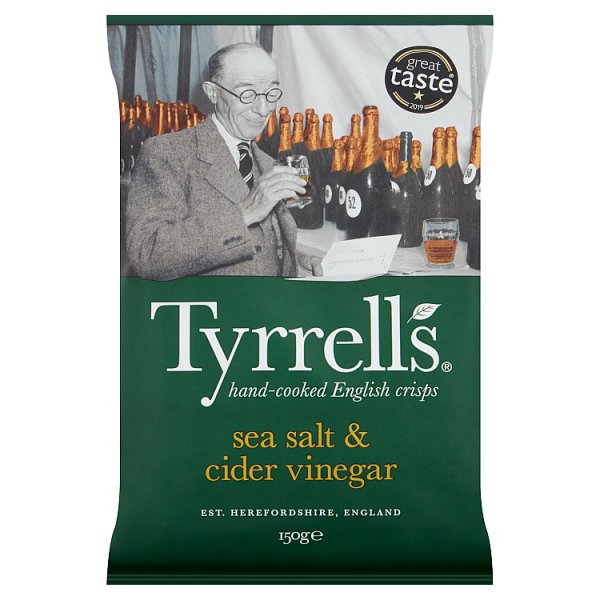 BULK Tyrrells Sea Salt & Vinegar Crisps 8x150g