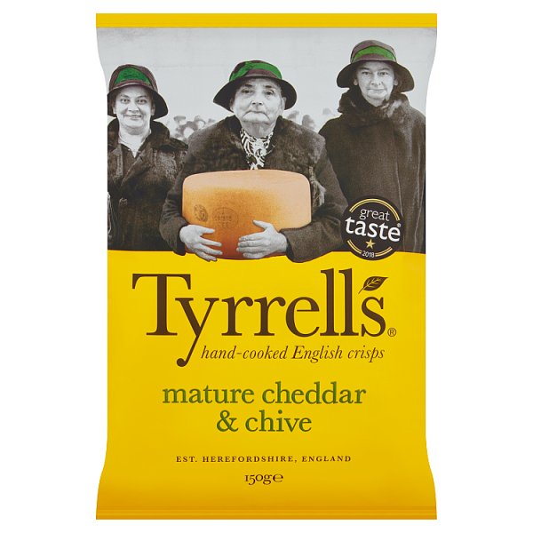 BULK Tyrrells Cheddar & Chive Crisps 8x150g