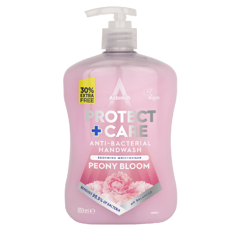 Astonish Protect Care Anti Bacterial Handwash Peony Bloom 600ml