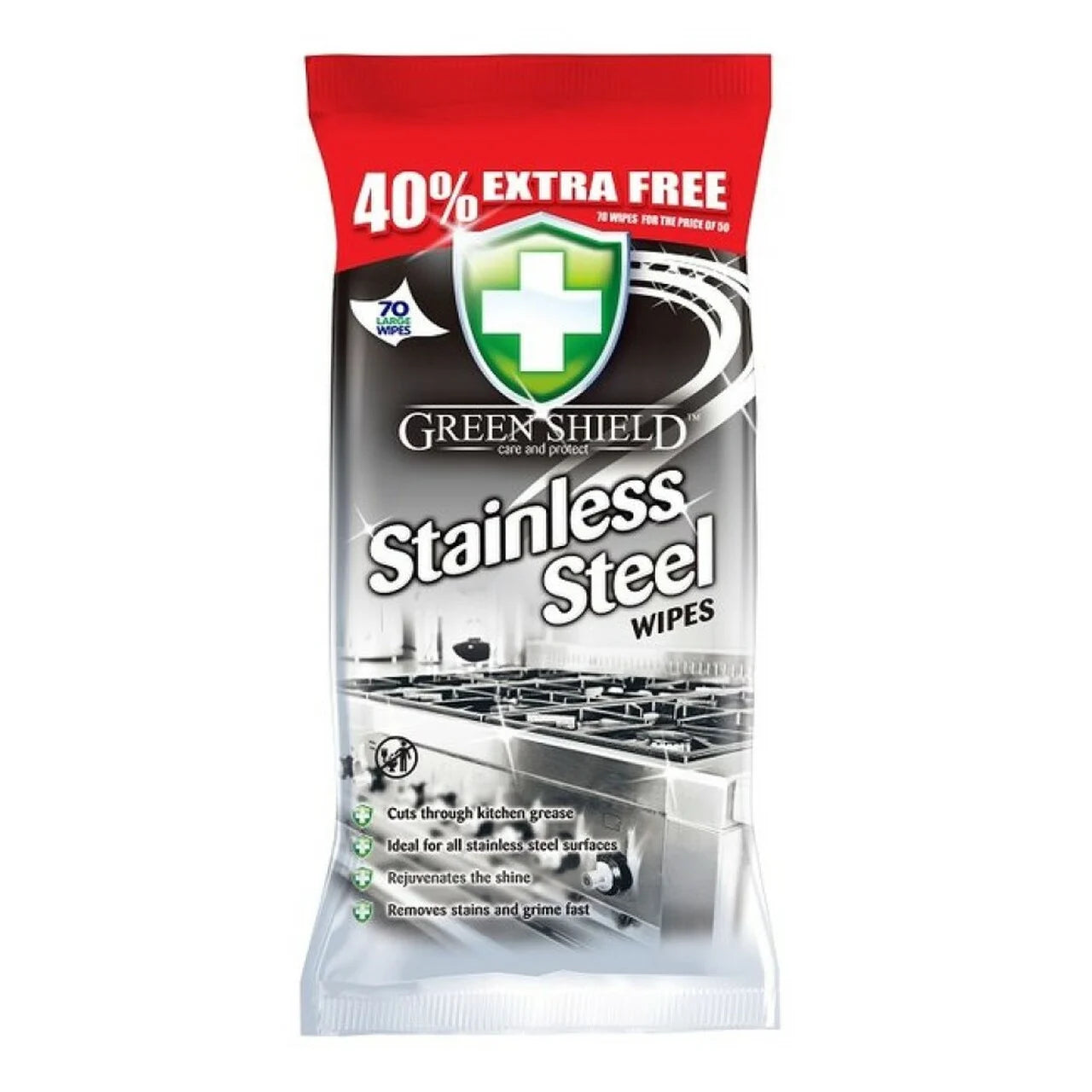 Green Shield Stainless Steel Wipes, 70 Extra Large