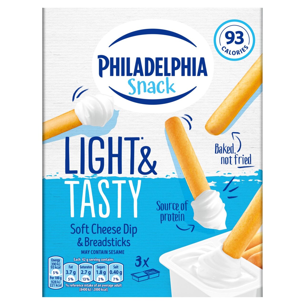 Philadelphia Snack Light & Tasty Soft Cheese 3 x 42g