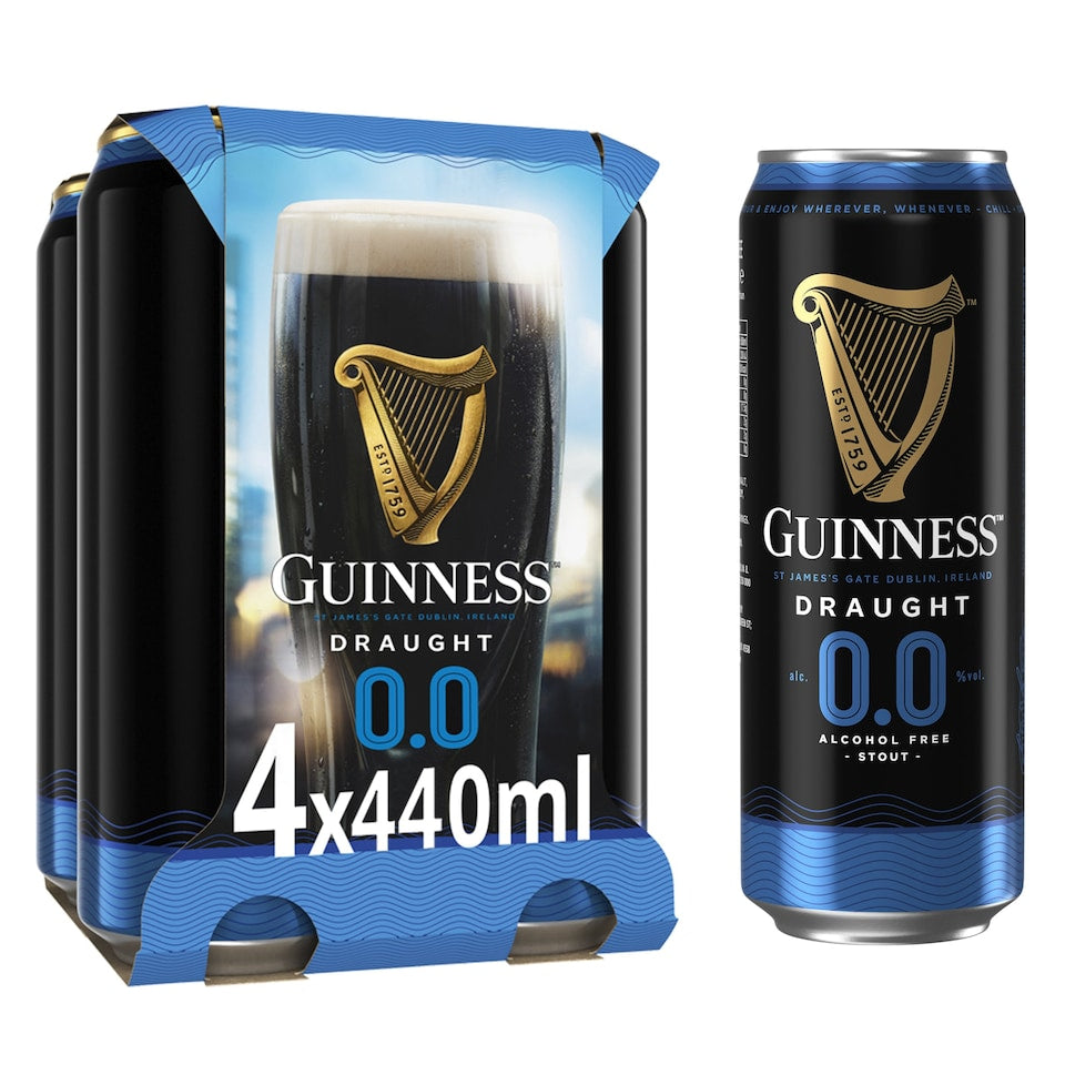 Guinness Draught Alcohol Free Stout Beer 4 x 440ml 0%
