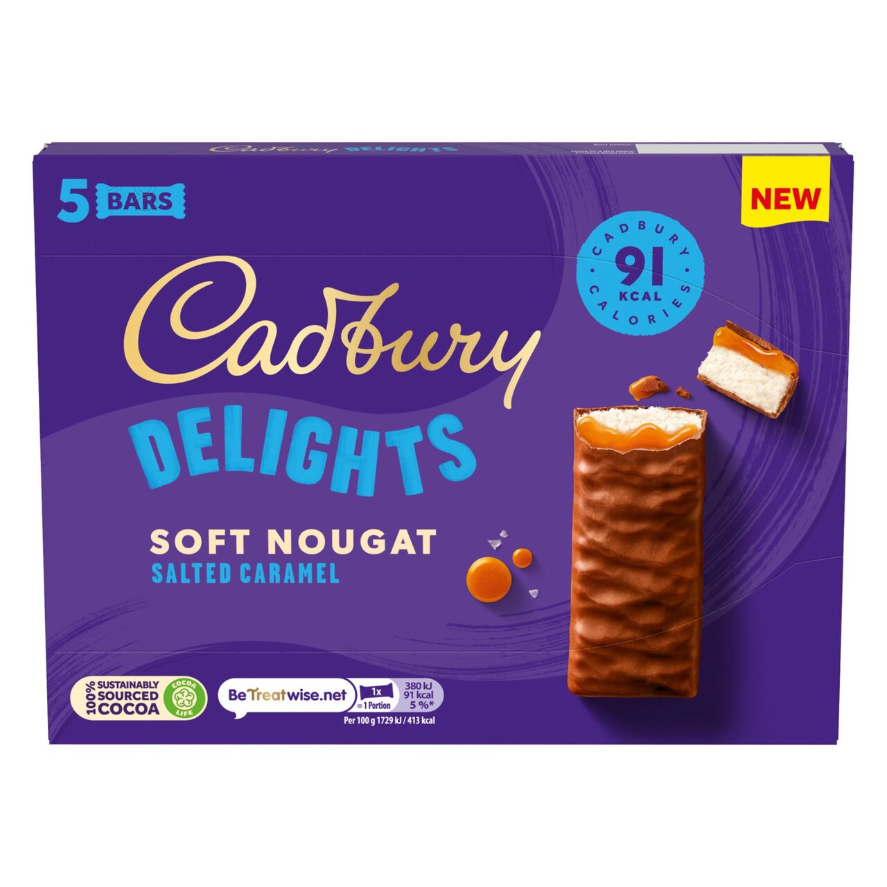 Cadbury Delights Salted Caramel Bars 5pk 110g
