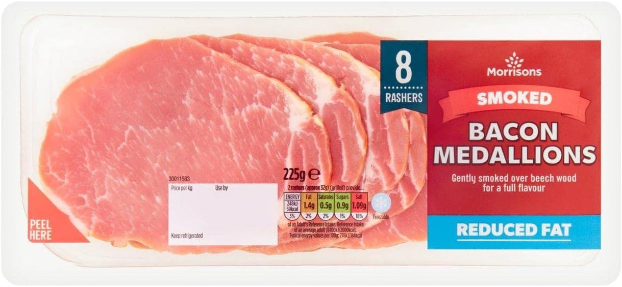 Morrisons Reduced Fat 8 Bacon Rashers 225g