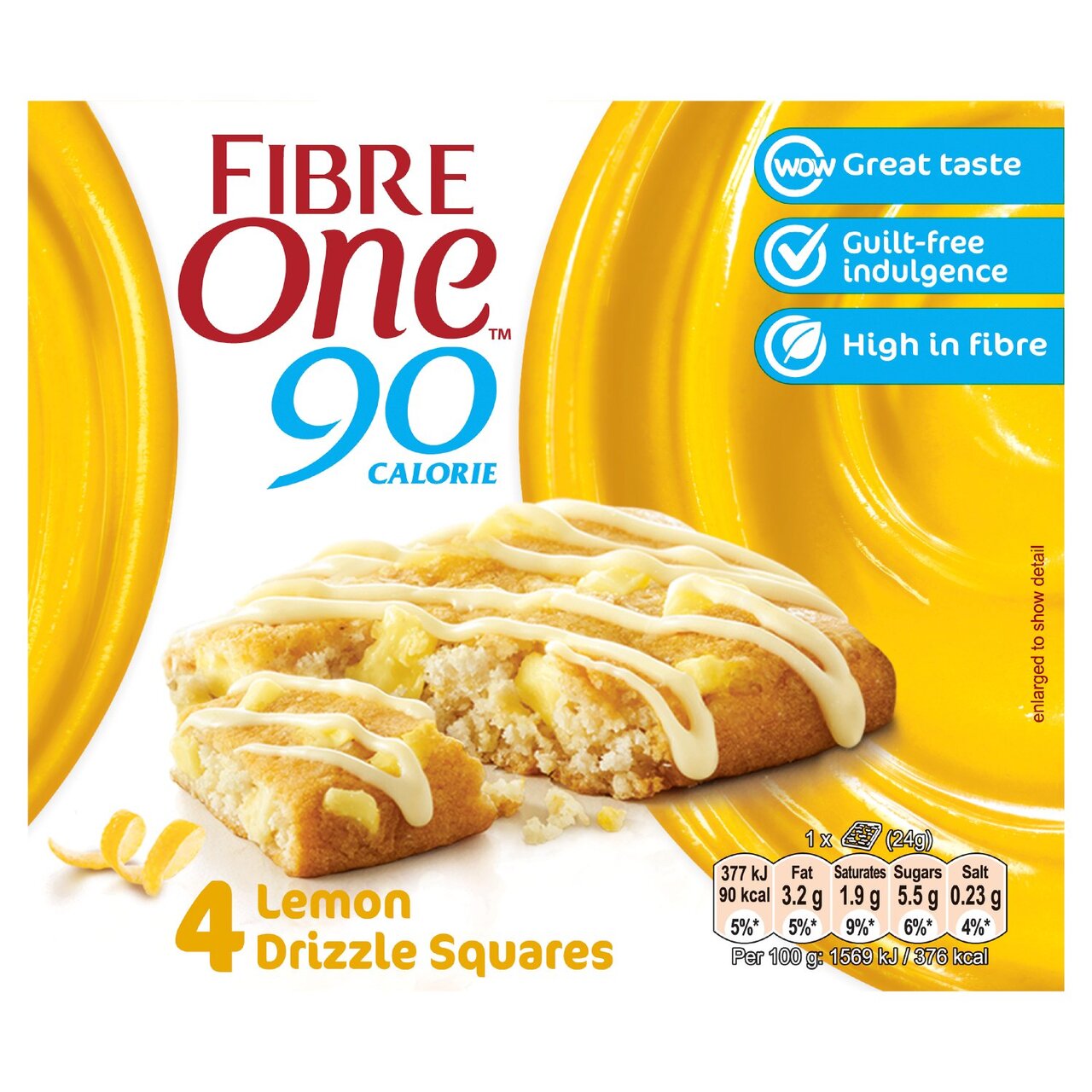 Fibre One Snack Bars Lemon Drizzle Squares 4 x 24g