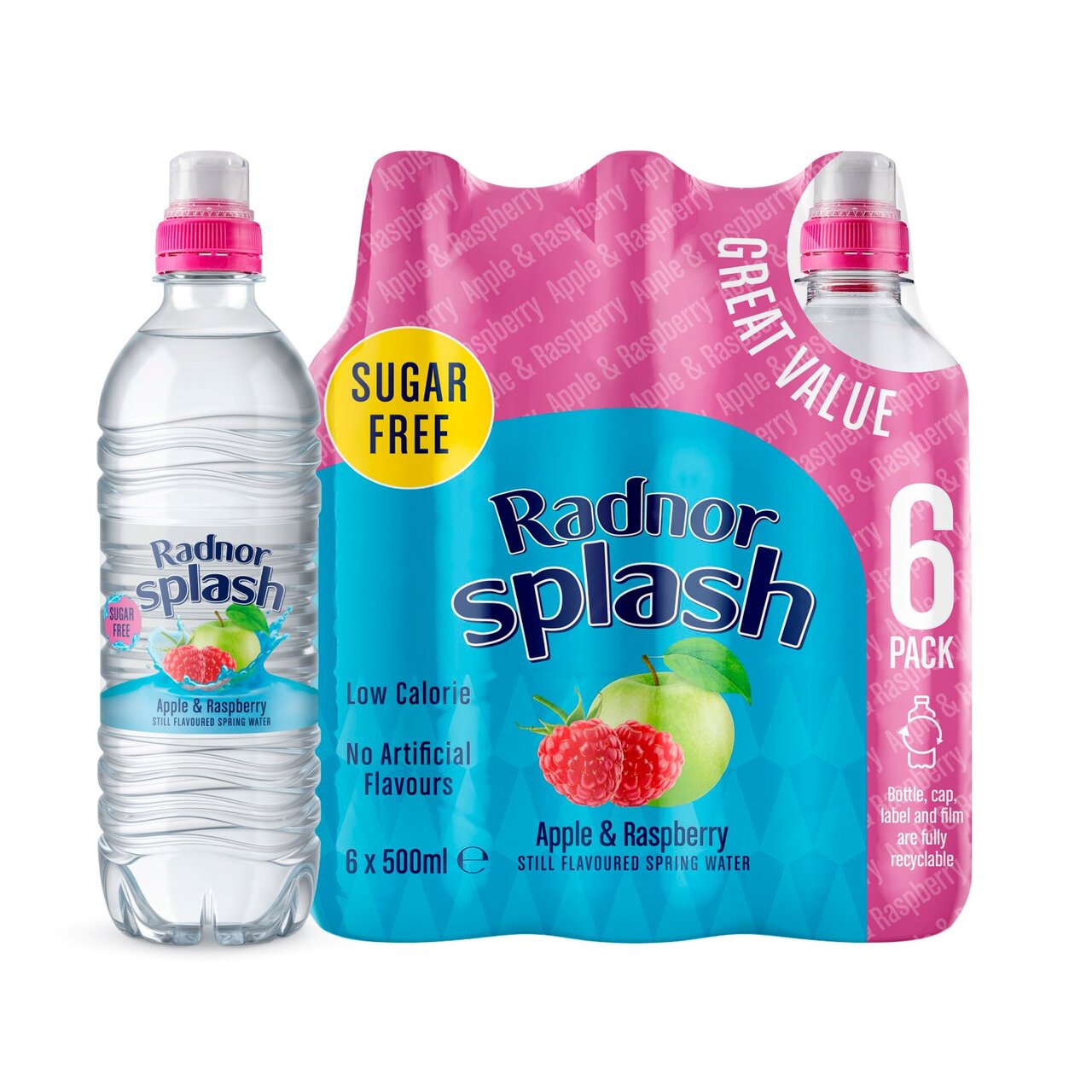 Radnor Splash Apple & Raspberry Still Water 6 x 500ml