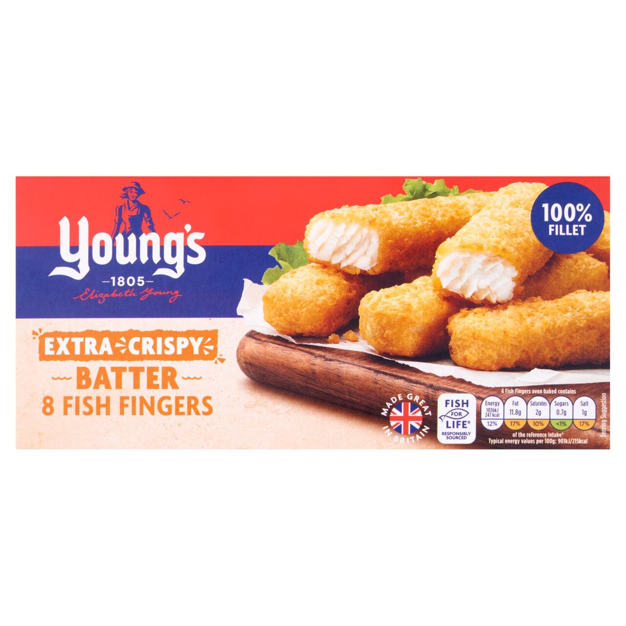 Youngs Extra Crispy Batter 8 Fish Fingers 240g