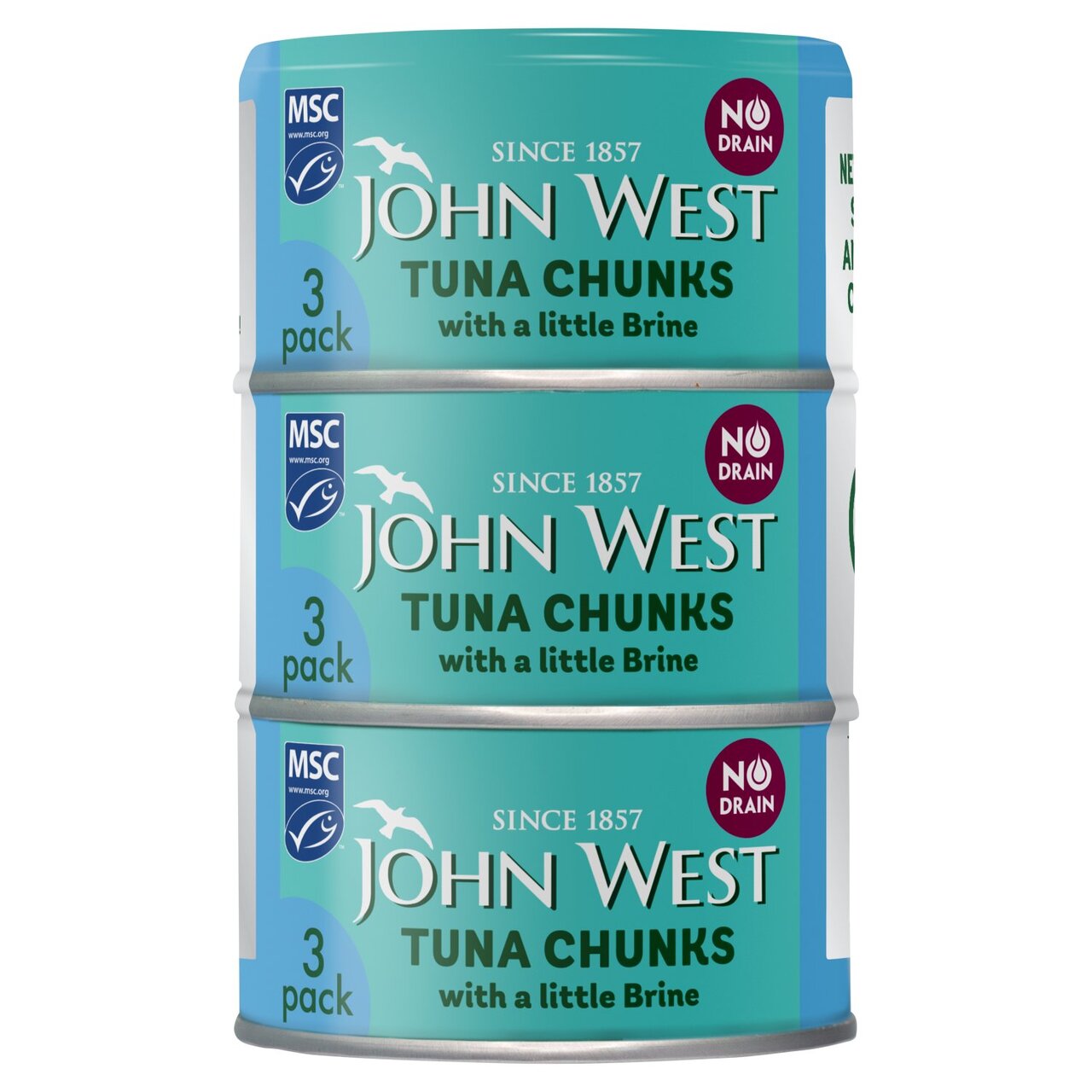 John West No Drain Tuna Chunks In Brine 3 x 100g