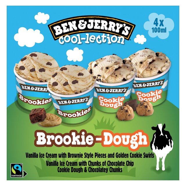 Ben & Jerrys Brookie Dough Ice Cream 4 x 100ml
