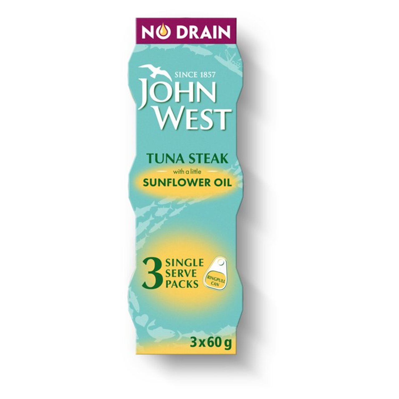 John West Tuna Steak With Sunflower Oil No Drain 3 x 60g