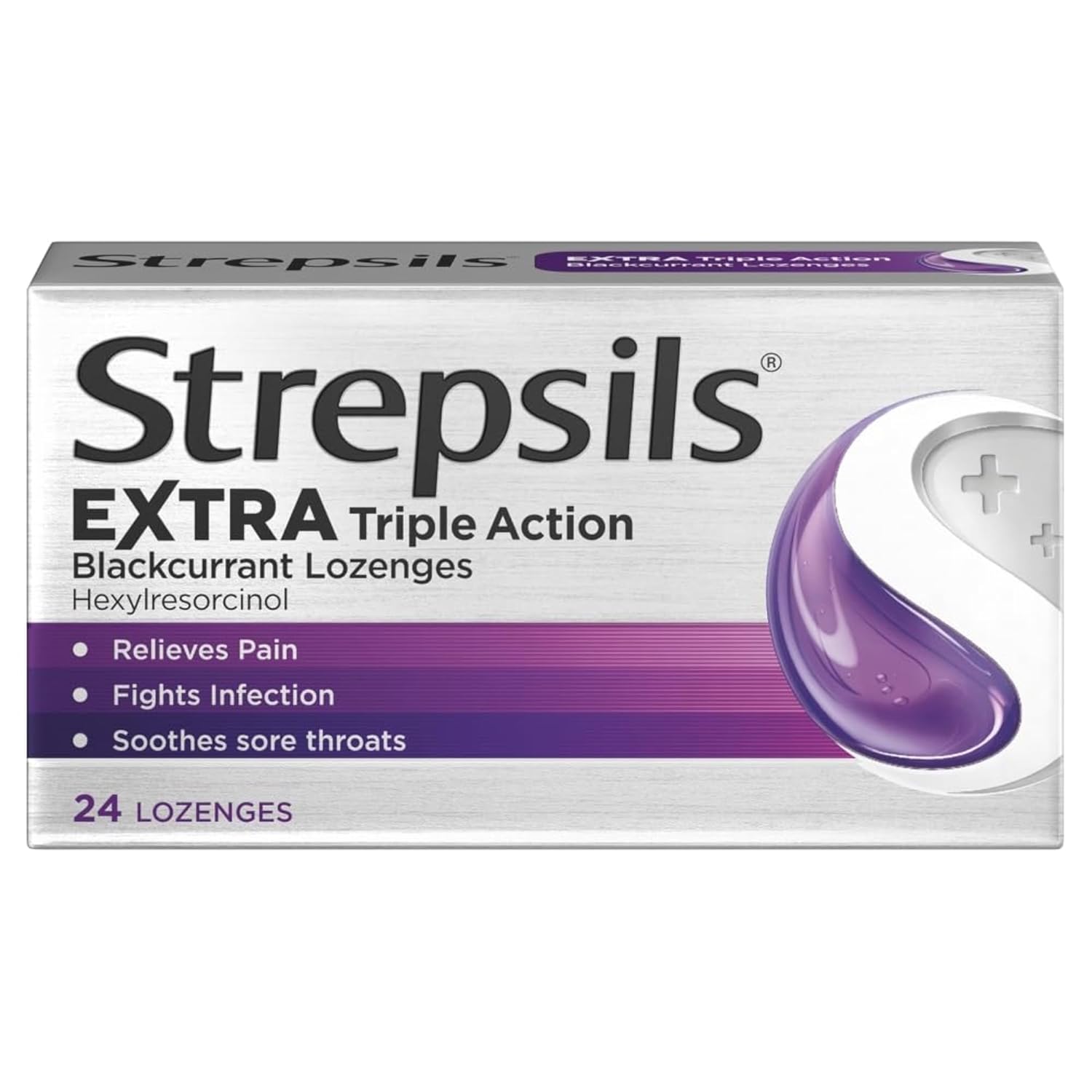 Strepsils Extra Triple Action Blackcurrant 24pk