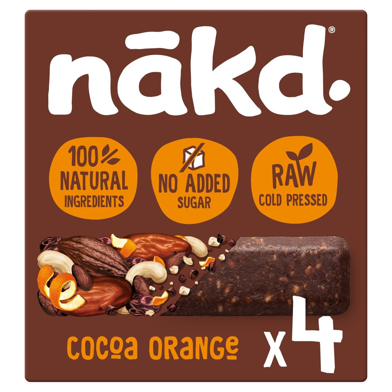 Nakd Cocoa Orange Raw Fruit and Nut Bars 4 x 35g
