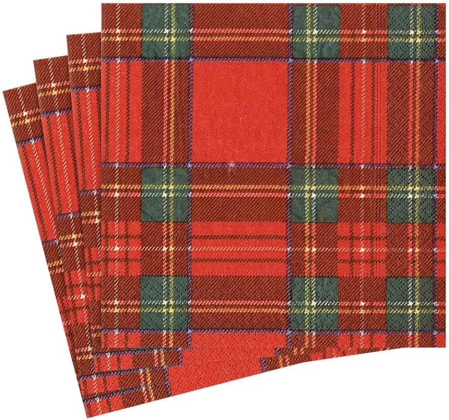 Caspari Royal Plaid Lunch Napkins 20pk