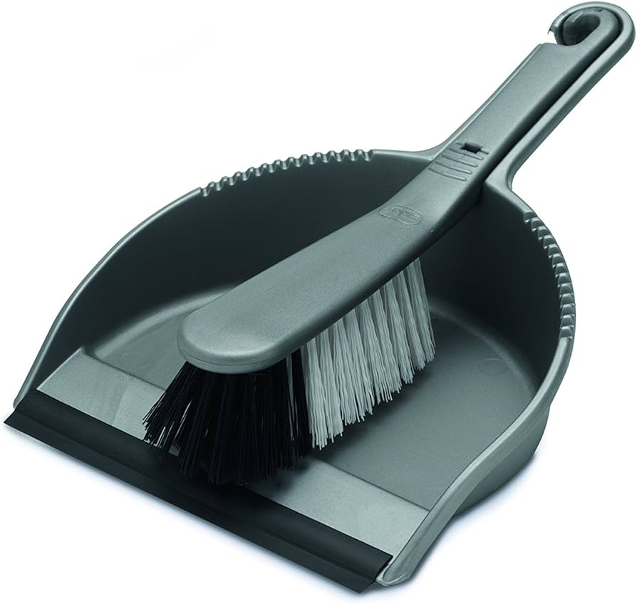 Addis Soft Dustpan and Brush Metallic