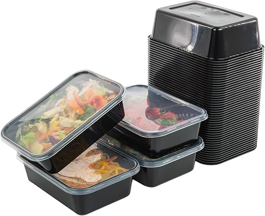 Micro / food storage containers, Black 650ml pk 5