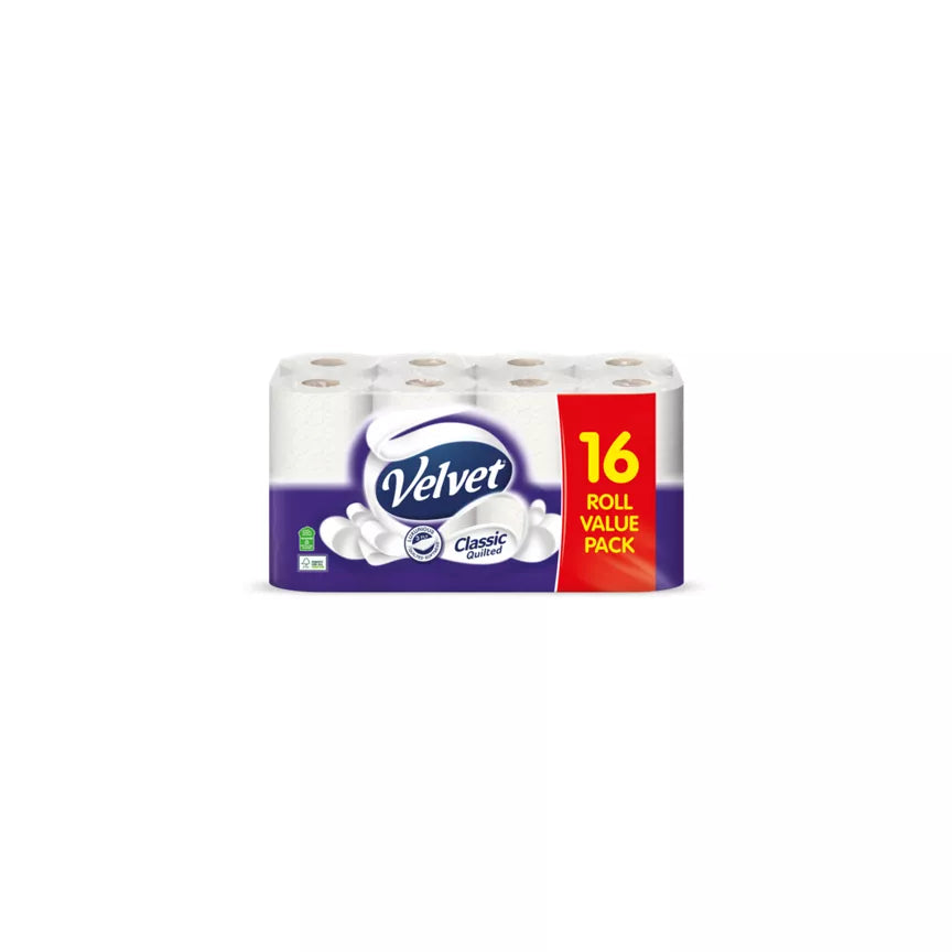 Velvet Classic Quilted Toilet Tissue Rolls 16pk