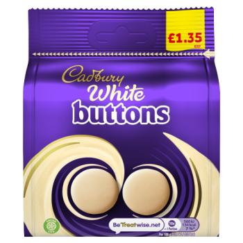 Cadbury White Chocolate Buttons Pouch 85g PMP1.35