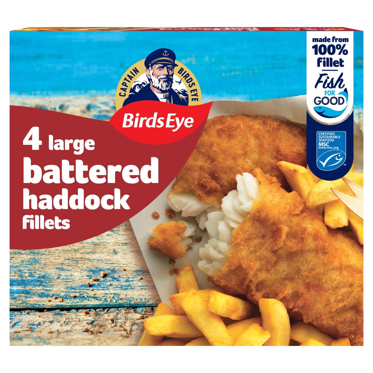 Birds Eye 4 Battered Haddock Fish Fillets 400g
