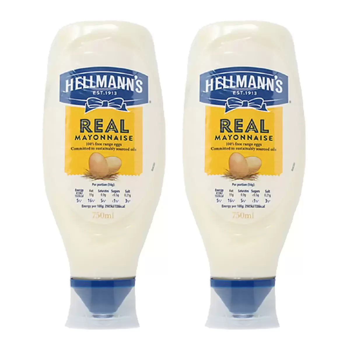 Hellmans Real Squeezy Mayonnaise 2x750ml