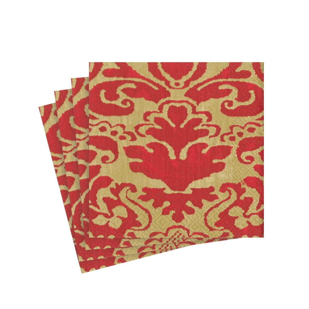 Caspari Coral Palazzo Cocktail Napkins 20pk