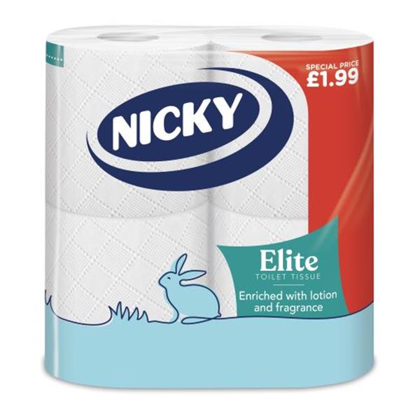 Nicky Elite 3 Ply White Toilet Rolls 9pk