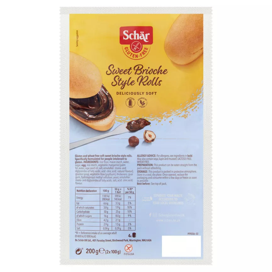 Schar Gluten Free Sweet Brioche Rolls 200g