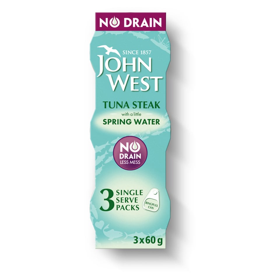 John West No Drain Tuna Steak Spring Water 3 x 60g