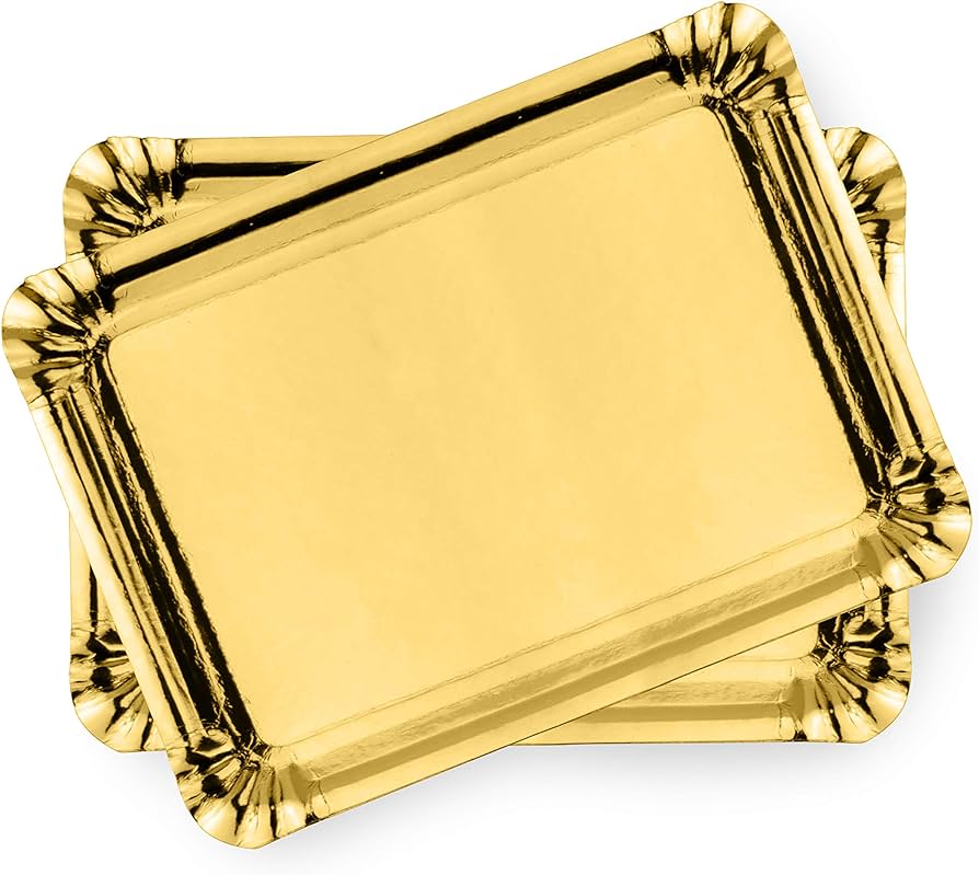 Papstar Gold 5 serving trays cardboard gold square 34x45cm