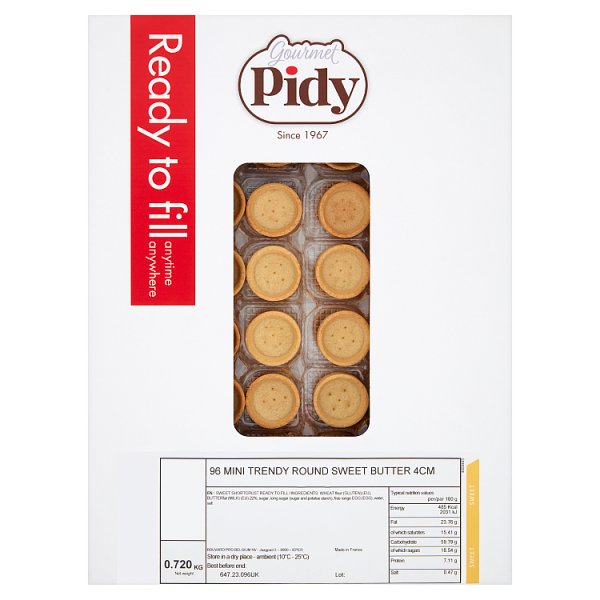 Pidy Round Sweet Butter Pastry Case 4cm - 96 pk