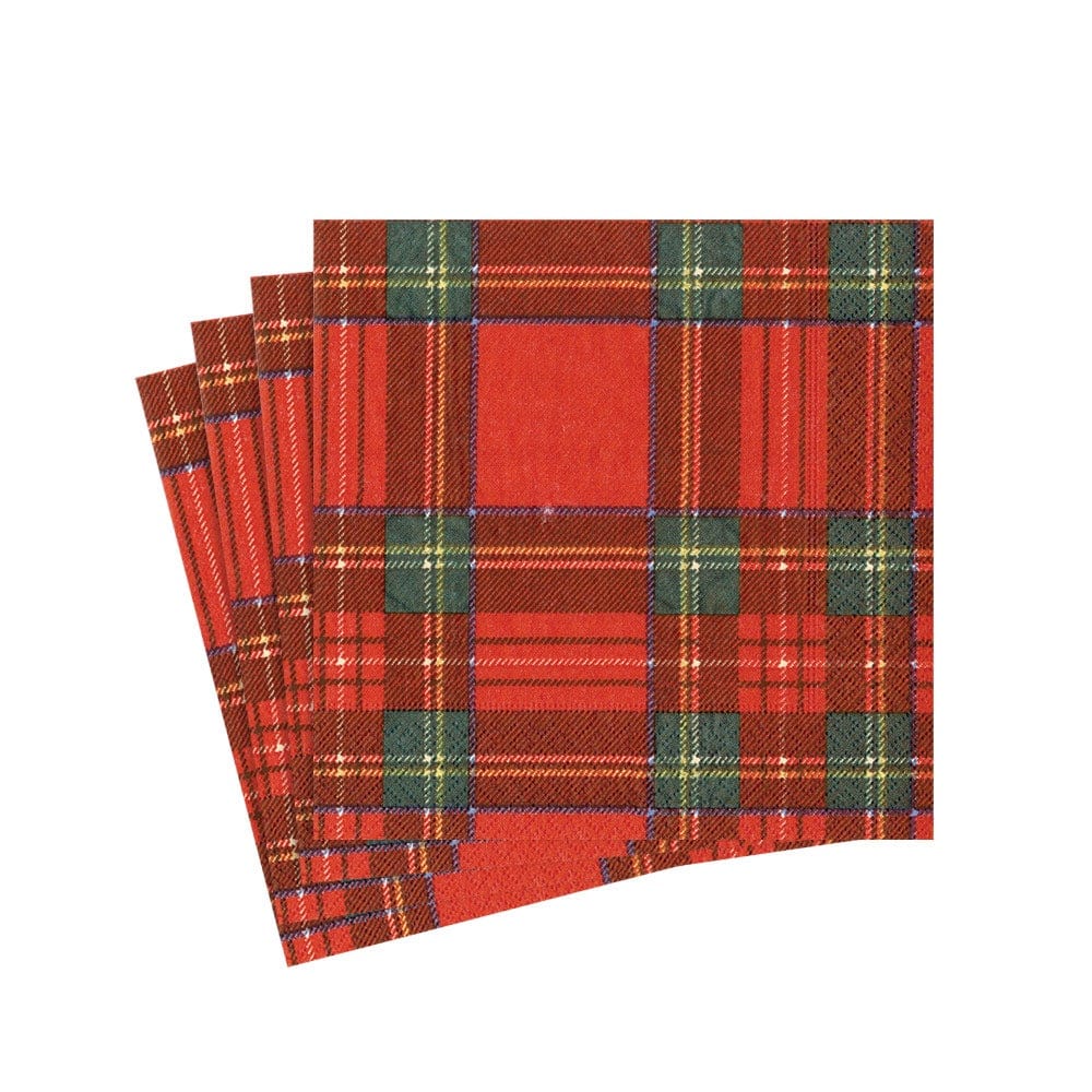 Caspari Royal Plaid Cocktail Napkin 20pk